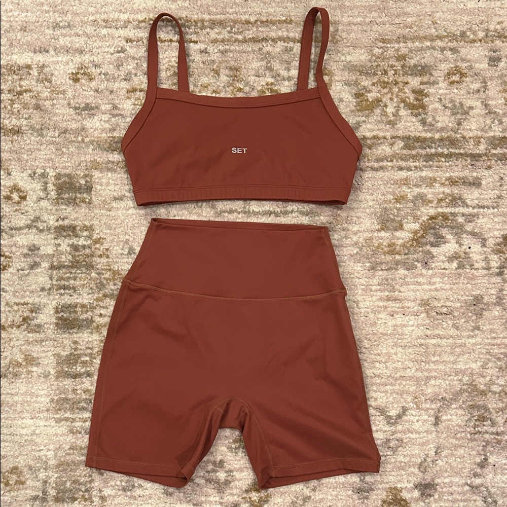 SET Active Copper Sports Bra and Shorts